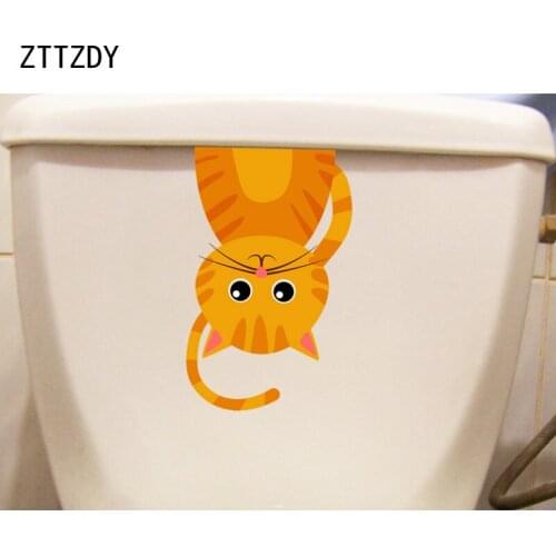 ZTTZDY 14.3*23.2CM Funny Cat Toilet Sticker Art BedRoom Home Decoration Wall Decal T3-0227