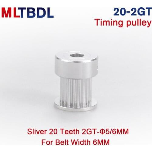 GT 20 Teeth 2GT 2M Timing Pulley Bore4/ 5/6/6.35/8mm for 2MGT GT2 Synchronous belt width 6/10mm small backlash 3D Printer Parts