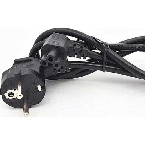 1M EU 3 Prong 2 Pin AC Laptop Power Cord Adapter Cable Black,5 pcs