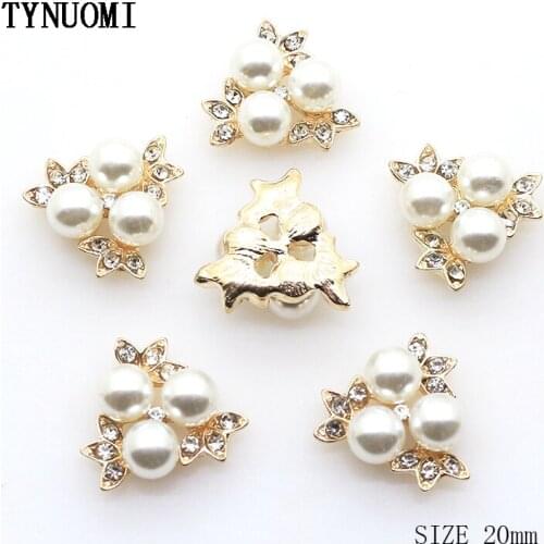 Sale Price 10pcs/lot20mm Pearl Rhinestons Buttons Decoration Accessories DIY Clothing Hair Accessories Embellishment Buckle