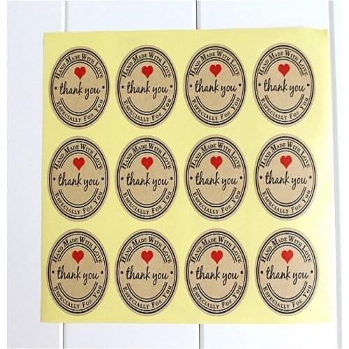 12pc/set sealing sticker for candy cookie box bag chocolate paper gift package Birthday Party favor DIY thank you kraft Wh