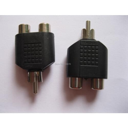 2 pcs Converter RCA Male Plug to Dual RCA Female Jack