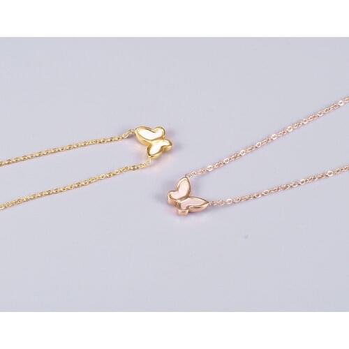 2020 Fashion Titanium Steel Butterfly Choker Necklace For Women Gold Rose Gold Butterf Pendant Necklace Water Wave Chain Friends