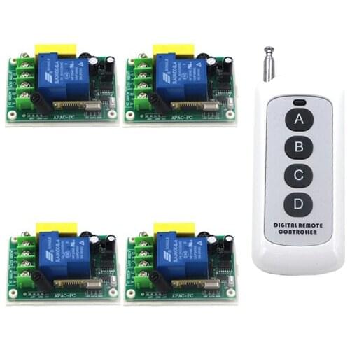 220V 30A 1CH 4Receiver&1Transmitter Wireless remote control switch Working way adjust 200M for garage door/window/lamp SKU: 5240