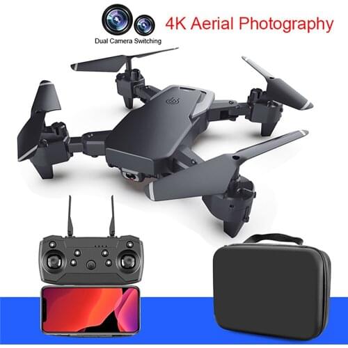 720P 1080P 4K HD Remote Control Aircraft FPV Drone Fixed Height Gesture Photo Dual Camera UVA Folding RC Drone with Bag
