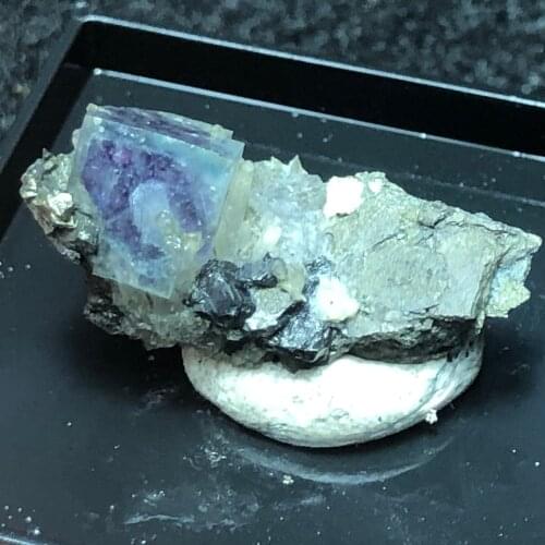 8.2gNatural purple fluorite pyrite wolframite crystal mineral teaching specimen CRYSTAL QUARTZ GEM home decoration (send box)