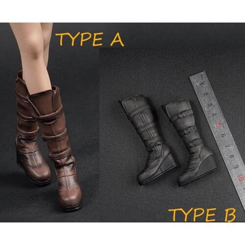 AS028 1/6 Scale Female Shoes Model Leather Middle Boot 2Colors Fit For 12" Inch Action Figure Doll Body
