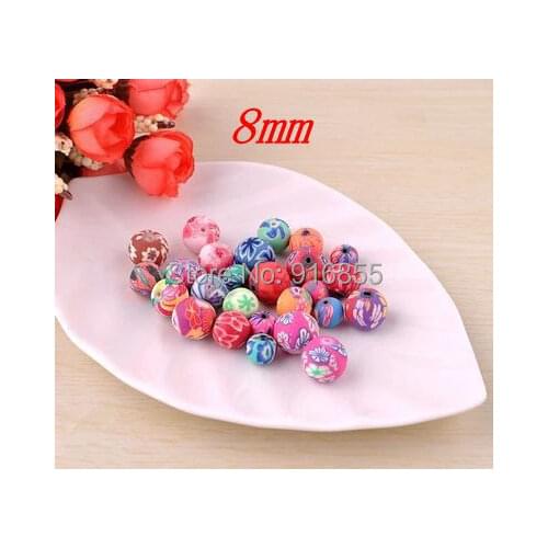 Free Shipping 8mm 200Pcs/Lot High Quality Assorted Colors Ball Round Polymer Clay Beads For DIY Decoration