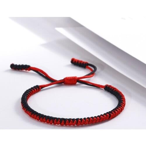 Red & Black Thread Handmade Bracelets Charm Tibetan Buddhist Braided Adjustable Knot Chain Friendship Bracelet Couples Jewelry