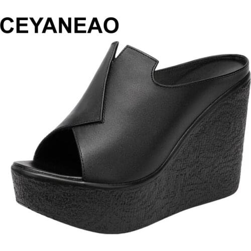 CEYANEAO High Heel 11cm Wedges Heel Fashion Sandals For Womens 2021 Summer New Platform Large Size Open Toe Ladies Shoes