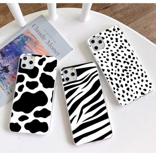 Black and white Dalmatian Cow zebra texture Phone Case for iphone 12 max mini 11 pro XS MAX 8 7 6 6S Plus X 5S SE 2020 XR cover