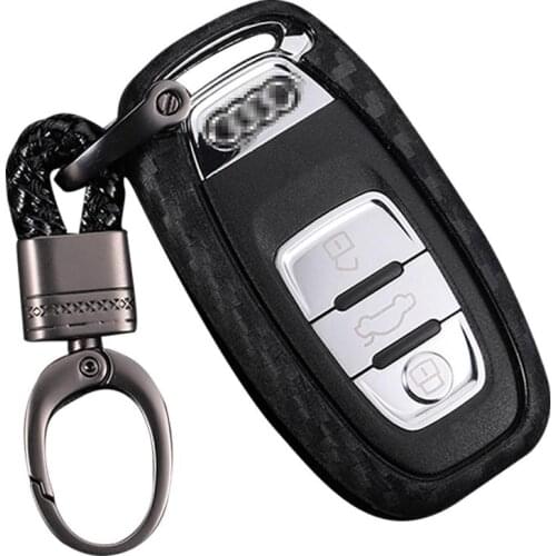 Car Key Case Cover Key Bag For A6L A4L Q5 A3 A4 B6 B7 B8 Smart Carbon Fiber Grain Shell Accessories Car-Styling