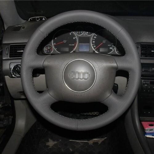 DIY Sewing-on PU Leather Steering Wheel Cover Exact Fit For Audi A6 2004