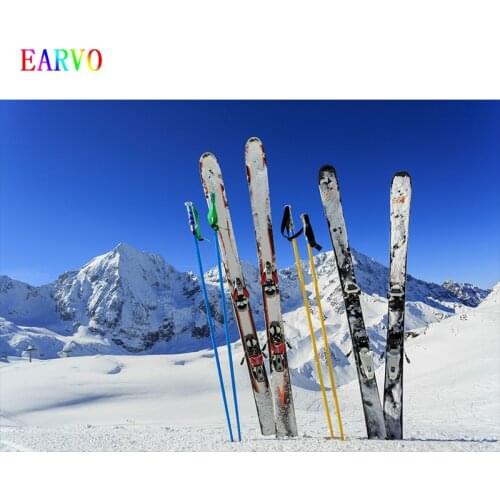 EARVO Winter skiing snow mountain photography background Holiday Party Scenic Party backgrounds wall wallpap Photo wallpaper