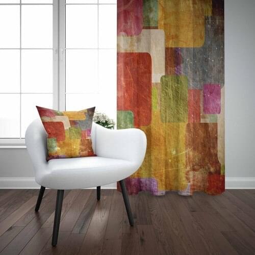 Else Tumbled Color Patch Decorative Printed 3D Backdrop Curtain