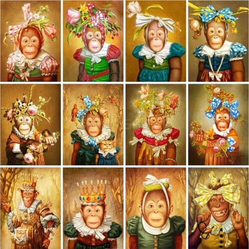 EverShine Diamond Painting Full drill square monkey Diamond Embroidery Animals Cross stitch Bead Picture Kits Handicraft Art