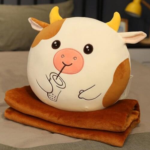Year of the ox milk tea cow doll plush toys three in one pillow home cushion gifts for girls and children