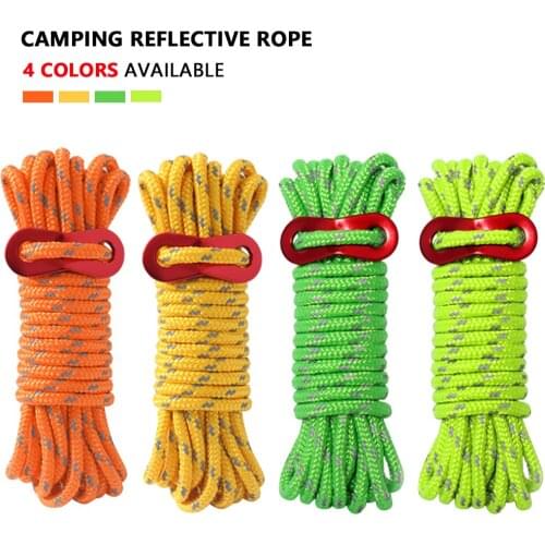 4m Reflective Paracord Outdoor Camping Tent Wind Rope 4mm Sun Shelter Awning With Aluminum Alloy Buckle