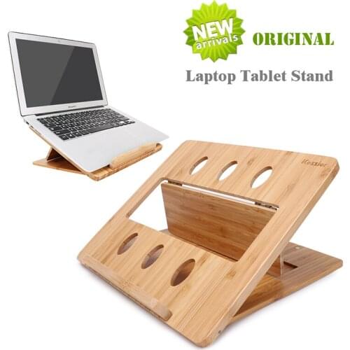 ICozzier Original Bamboo Foldable Laptop Stand Holder Adjustable Notebook Computer Tablet Home Desk Bed Heat Dissipation Mount