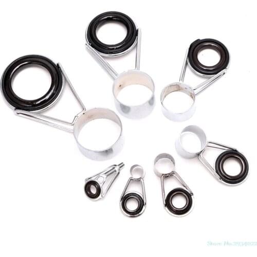 New 7Pcs/set Telescopic Fishing Rod Guides Top Ring Set Raft Fishing Repair Accessories Drop Ship