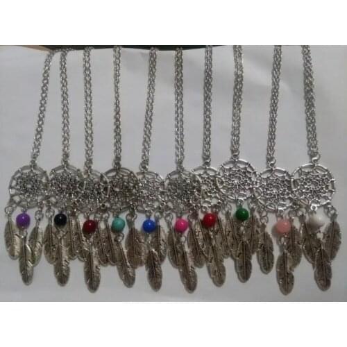HOT ! Fashion Dreamcatcher Vintage Charm Choker Dream Catcher Feather Acrylic colored beads Pendant Necklace Jewelry B588