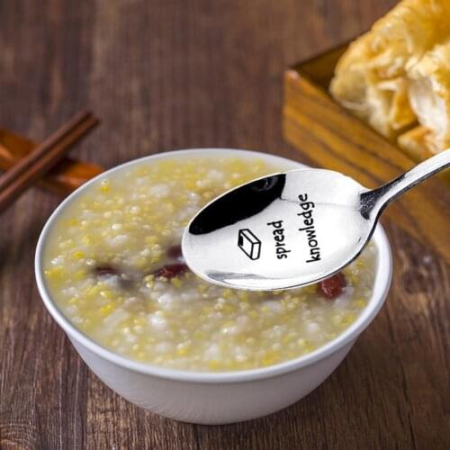 Coffee Spoon Lightweight Letter Printed Stainless Steel Stainless Steel Dessert Scoop Canteen Ice-cream