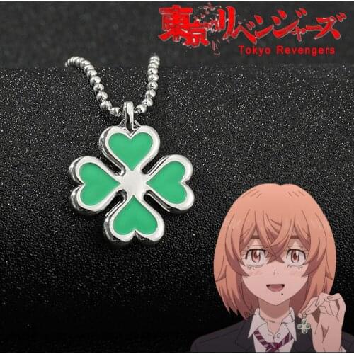 Fashion Anime Tokyo Revengers Necklace Hinata Tachibana Four Leaf Clover Necklace Pendant For Women Girls Choker Cosplay Jewelry