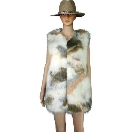 Fashion Slim Women Faux Fur Vest Gilet Long Furry Sleeveless Fur Jacket Cheap Fur Coats Casual Streetwear veste femme