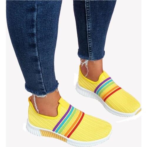 2020 New Spring Knitted Flat Ladies Slip on Female Footwear Plus Size 35-43 Womens Casual Shoes Woman Mesh Sneakers NVX276