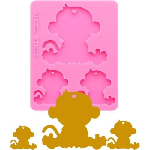 Shiny New keychain Monkey family mama/baby molds Silicone Molds DIY Jewelry Making Silicone Epoxy Resin Mold Custom mould DY0123