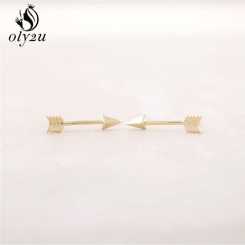 Oly2u New Fashion Cute Arrow Stud Earrings for Women Geometric Stud Earring Lovely Elegant Simple Cute Ear Studs ED001