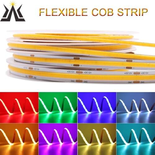 Wholesale 5M COB Strip 12V 24V COB LED Tape Flexible Light Bar Dimmable RGB CCT 5mm 8mm 10mm Width RA 90 Linear Ribbon FOB Lamp