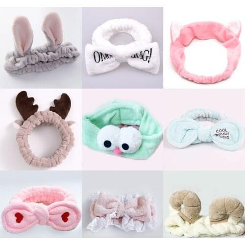 Women stretch Hair band wash makeup mask headband childrens bow ear tiara Cat Rabbit Ears Headdress Cartoon Hair Accessories