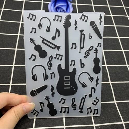 Musical instrument notes wonderful music transparent plastic folding embossing board DIY handmade background embossing mold