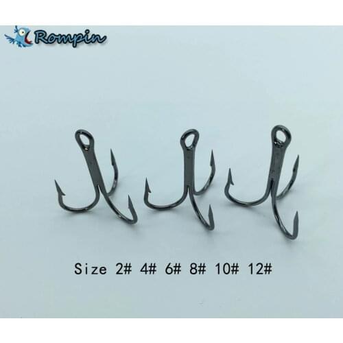 20pc/lot 2/4/6/8/10/12# Fishing Hook High Carbon Steel Treble Hooks Fishing Tackle Black Color Fishing Equipment