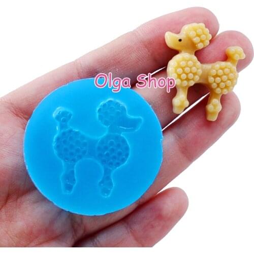 DYL142 21.6mm x 24.5mm Poodle Silicone Mold Fondant Cake Decoration Candy Resin Clay Earrings Necklace Craft Soap Candle