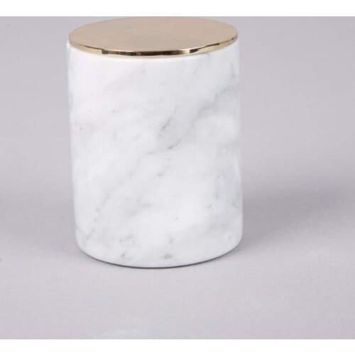 Natural Marble Candle Jar with Lid as Utensil, Food Storage, Aromatherapy Can (White, 3.15Dx3.94H)