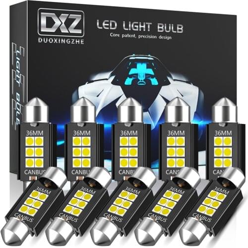 DXZ 10Pcs Festoon-36MM C5W C10W LED Bulbs Canbus 3030 6-SMD NO ERROR Car Interior Map Dome Reading Lights 12V/24V 3W Auto Lamp