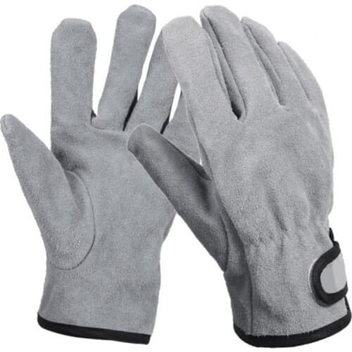 Thicken Wear-resistant Heat Protection Glove Cowhide polyester Ultrathin Leather Safety Mens Work Gloves BBQ Gloves for Camping