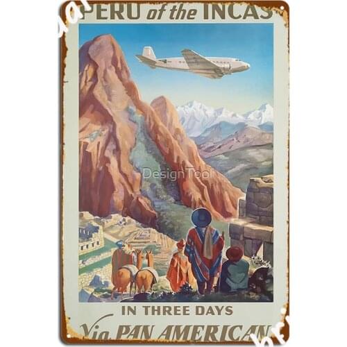 Machu Picchu Vintage Beautiful Peru Nature Beautiful Metal Plaque Poster Garage Decoration Customize Kitchen Tin Sign Poster