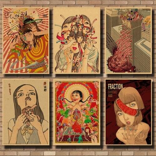 Vintage Shintaro Kago Horror Comic Series Kraft Paper Room Movie Anime Wall Retro Vintage Poster For Home Decor Room