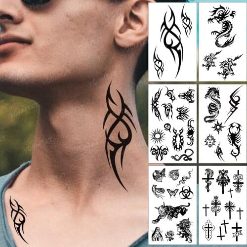 Waterproof Temporary Tattoo Sticker Linear Totem Black Tattoo Fake Tatoo Arm Hand Leg Tatto Woman Man Child Flash Tattoos