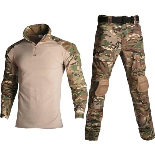 PAVEHAWK MC Multicam Tactical Camouflage Military Set Uniform Clothes Suit Men US Army Combat Shirt Cargo Pants With Knee Pads