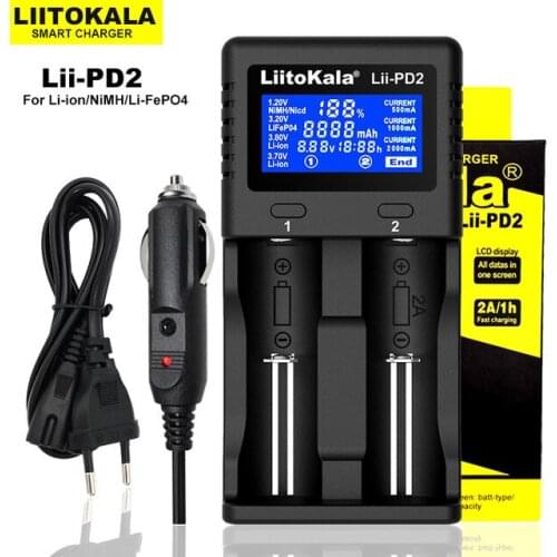 Liitokala Lii-PD2 LCD 3.7V/1.2V NiMH 18650 18350 18500 21700 20700 26650 Recharge Lithium Battery Charger
