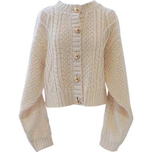 Women Cardigan Knit Sweater Vintage Stylish Patchwork Slim Crop Top Fashion O-Neck Long Sleeve Outerwear ZZ0866