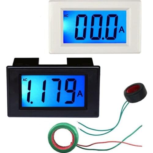 1pcs black and white D85-240T AC 50A LCD digital display ammeter high precision blue bottom current strap transformer
