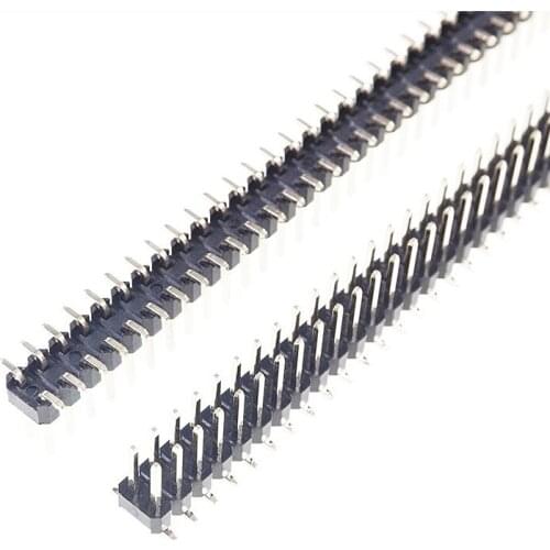 100pcs 2x40 P 2.54mm Pin Header Male SMT Dual row straight square pins gold plated two with space 2.54 mm in bulk