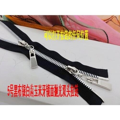 2pcs 5# double sliders metal zippers for sewing 65cm/85cm/100cm polished DIY jacket clothes accessories zipper free shipping