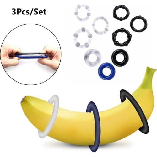 3 Pcs/Set Cock Penis Ring Bead Penis Ring Male Delay Ejaculation Lasting Silicone Erection Ring Sex Toys For Men Adults