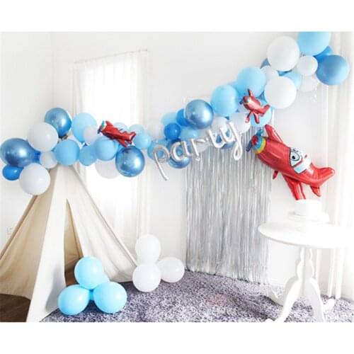 60pcs/set Blue White Cloud Balloons Boy Airplane Toy Birthday Wedding Decor Hawaii Theme Kids Birthday Party Supplies Air Globos